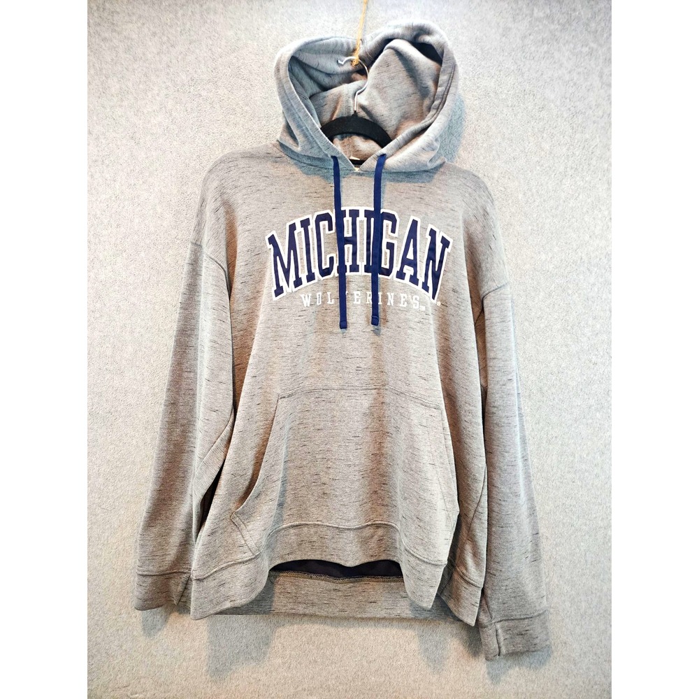 Champion Michigan Wolverines Pullover Hoodie Sweatshirt, Gray/Navy, XL
